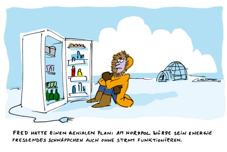 Karikatur: Mangelnde Energieeffizienz